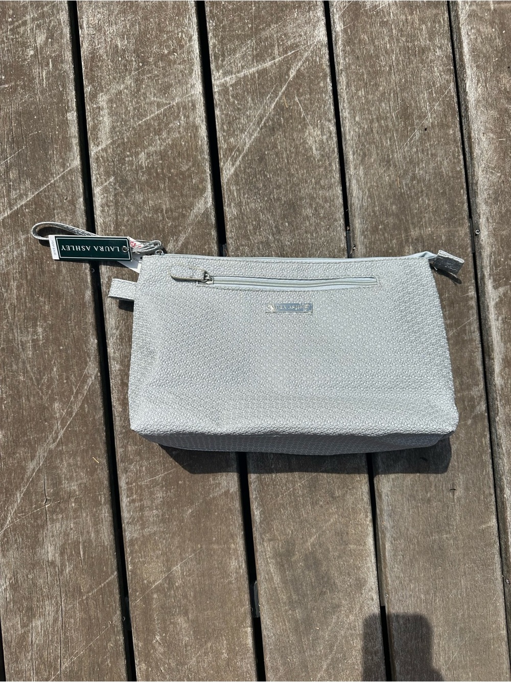 Laura Ashley Cream and Light Gray Paisley Cosmetic Pouch